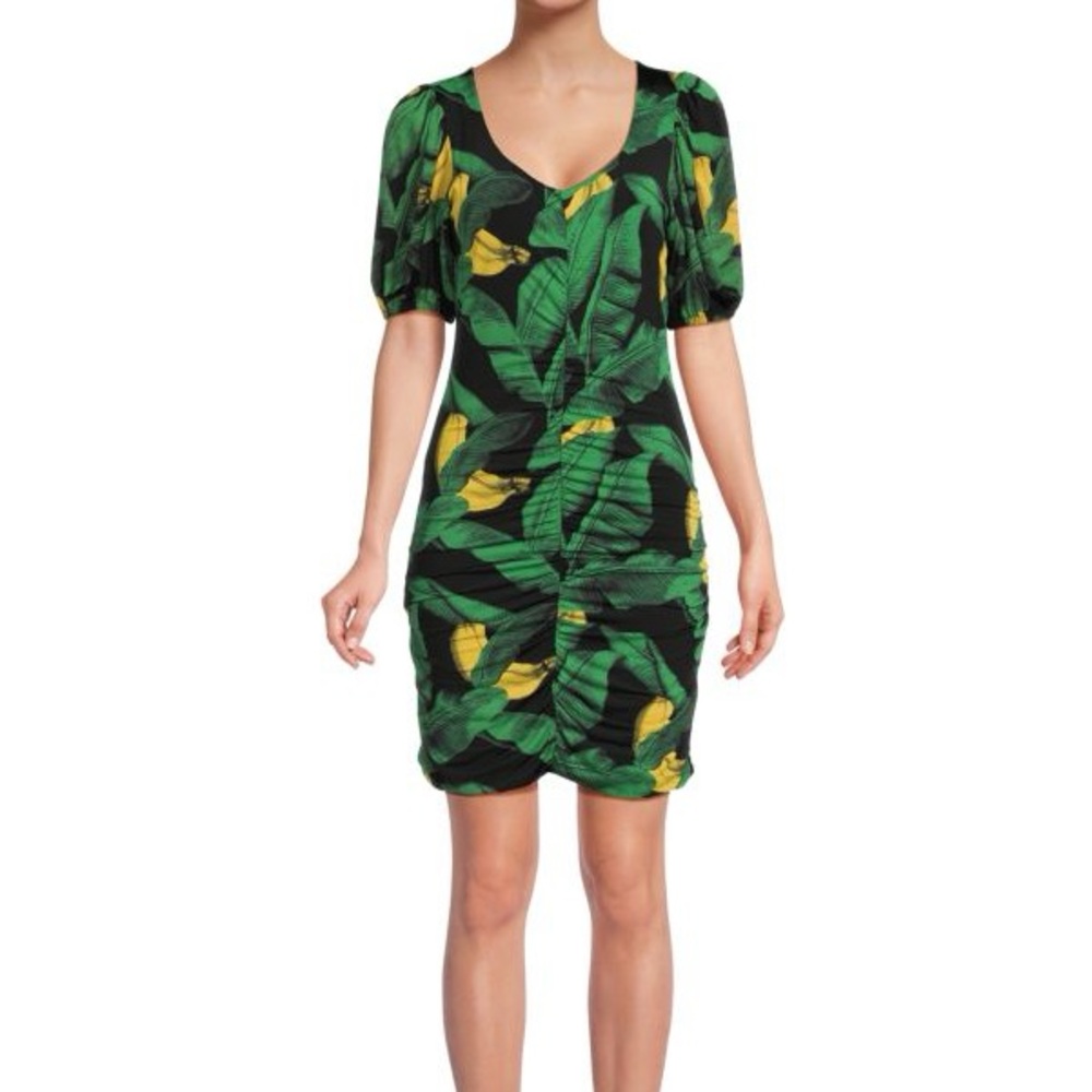 GANNI | BNWT Green Leaf Print Mini Dress MSRP $466 size 34/ US 2